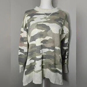 Aerie Camo Long Sleeve Pullover Sweatshirt Oversized Lagenlook